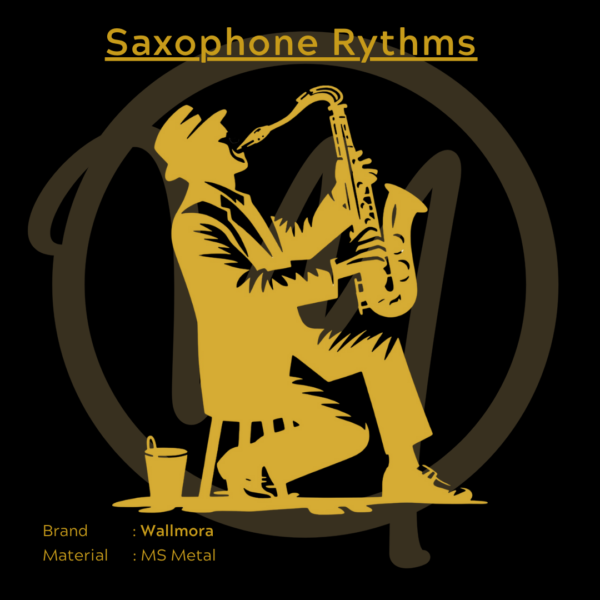 Saxophone Rhythms metal art in gold by Wallmora