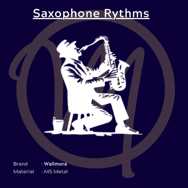 white Saxophone Rhythms metal art by Wallmora