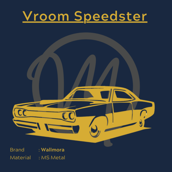 Vroom speedster metal art in gold by Wallmora